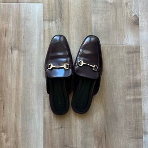 Burgundy loafer mules